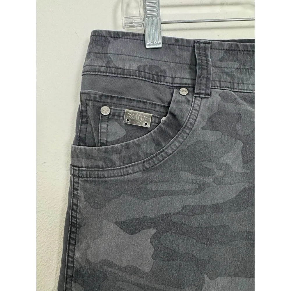 KUHL Silencr Camo Cargo Shorts Men's 32 Gray Black Gusseted Hiking Workwear